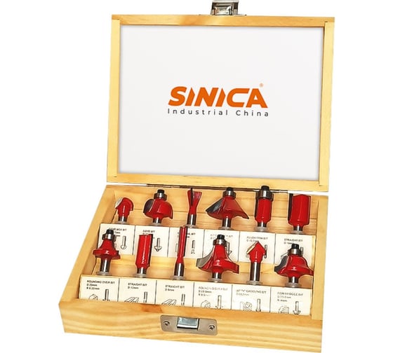Набор кромочных фрез Sinica 6мм, 12 предметов 100005