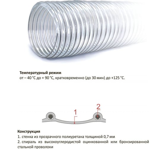 Полиуретановый воздуховод (10 м; 130 мм) TEX PU-700-130/10
