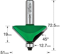 Фреза кромочная конусная (51х19х72,5 мм, 45 градусов, хвостовик 12,7 мм) по дереву TREND C197X1/2TC