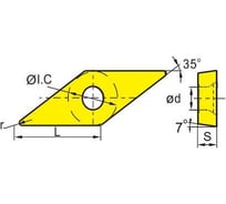 Токарная пластина ZCC-CT VCGT110301L-USF YBG202 (10pcs) ZCC 41755