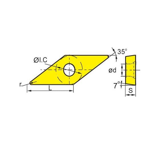 Токарная пластина ZCC-CT VCGT110302R-USF YBG202 (10pcs) ZCC 41758
