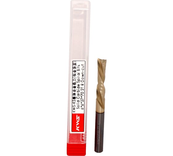 Фреза спиральная чистовая (стружка вверх) KWS 6х6х27х70 Z2 RH Golden Coating 4093-020ZZ-630804278
