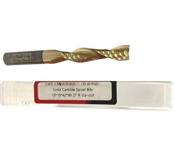 Фреза спиральная чистовая (стружка вверх) KWS 10х10х42х90 Z2 RH Golden Coating 4093-020ZZ-630809919