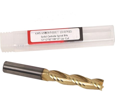 Фреза спиральная чистовая (стружка вверх) KWS 12х12х52х100 Z3 RH Golden Coating 4093-02000-99984363