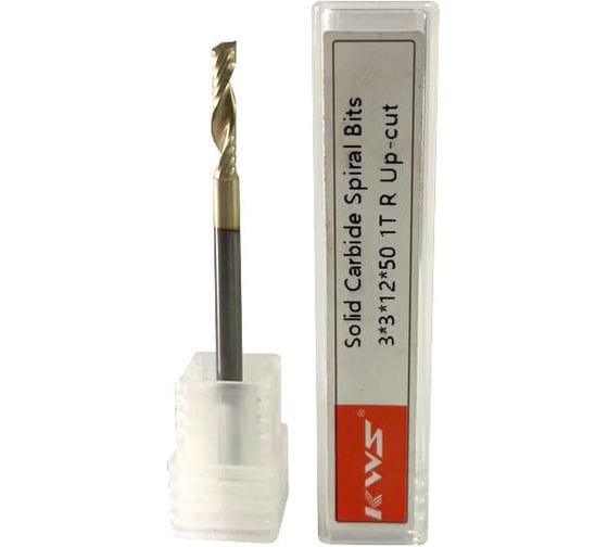 Фреза спиральная чистовая (стружка вверх) KWS 3х3х12х50 Z1 RH Golden Coating 4093-020ZZ-630814454