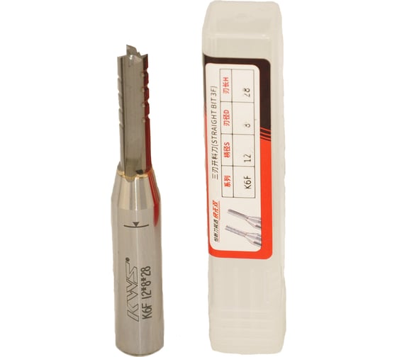 Фреза прямая KWS HW со стружколомом D=8mm, H=28, S=12, Z=3 4090-01000-254715 1