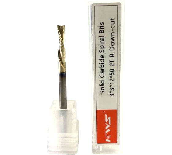 Фреза спиральная чистовая (стружка вниз) KWS 3х3х12х50 Z2 RH Golden Coating 4093-020ZZ-630809921