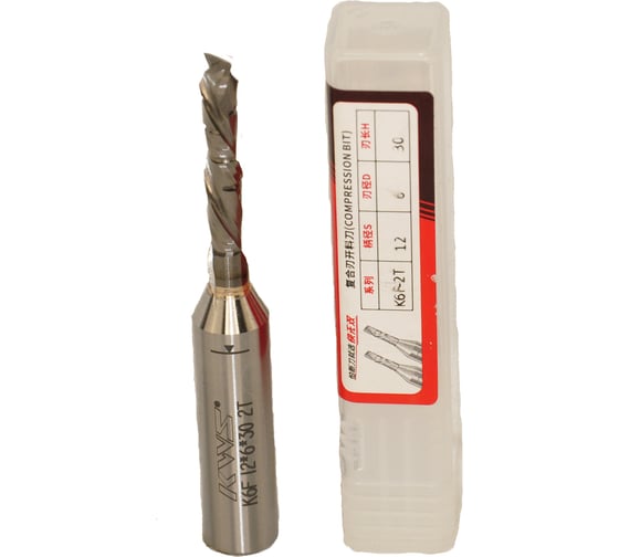 Фреза спиральная компрессионная KWS HW D=6mm, S=12, H=30, Z2+2 RH 4090-01000-254714