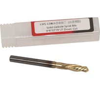 Фреза спиральная чистовая (стружка вниз) KWS 6х6х22х70 Z2 RH Golden Coating 4093-02000-99984408