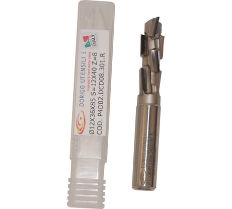 Фреза концевая алмазная Dorigo DA: Ø12x36x85 Z2+2 S=12x40 Z=8 H=3 RH P4D02.DCD08.301.R