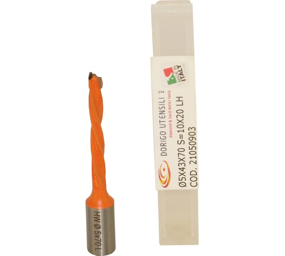 Сверло для глухих отверстий Dorigo HW Ø5x43x70 A.10x20 Z.2 LH 21050903