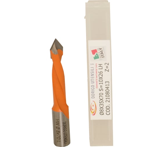 Сверло для сквозных отверстий Dorigo HW Ø8x35x70 S=Ø10x26 Z=2 LH 21080413 1