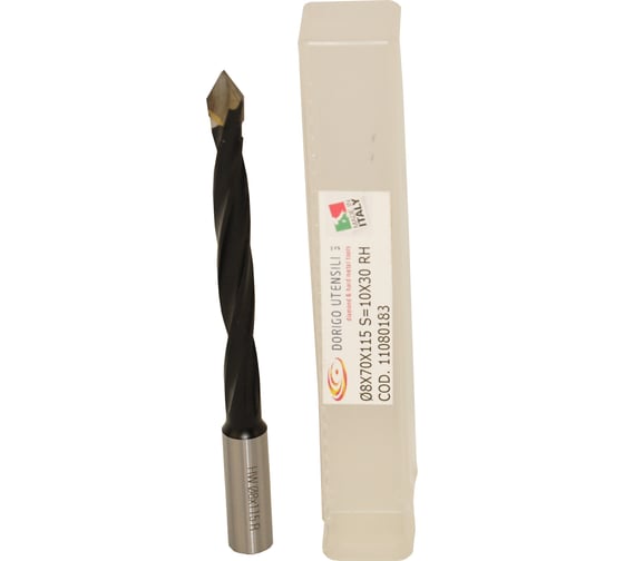 Сверло для сквозных отверстий Dorigo HW Ø8x70x115 S=Ø10x30 Z=2 RH 11080183