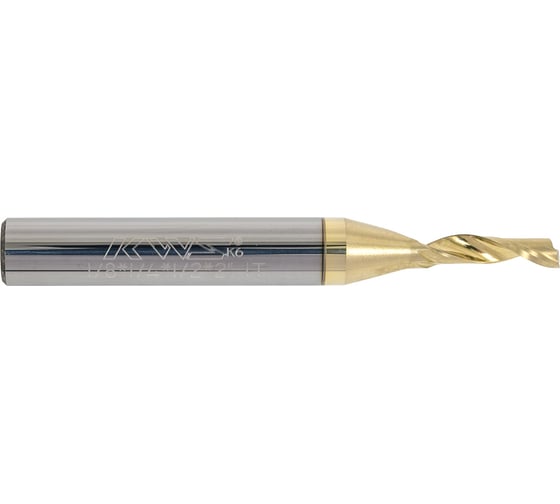 Фреза спиральная чистовая (стружка вверх) KWS 1/8х1/4х1/2х2'' Z1 RH Golden Coating RFG9Z0037