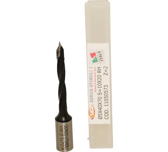Сверло для сквозных отверстий Dorigo HW Ø5x40x70 S=Ø10x20 Z=2 RH 11050573 1