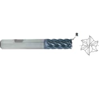 Фреза концевая твердосплавная YG-1 радиусная V7 PLUS с 6-ю зубьями с углом спирали 45 удлиненная, 6(R0.5)х6х6х13х57 GMG17060