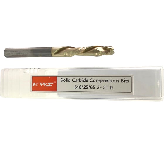 Фреза спиральная двунаправленный рез KWS 6х6х25х65 Z2+2 R Golden Coating RFK1E0014 1