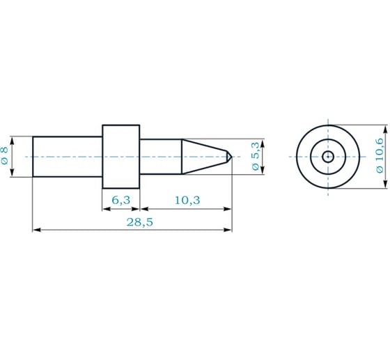 Термосверло H-Tools М6 шаг 1.0мм 5.3x10.3/28,5мм S=8мм 3650530