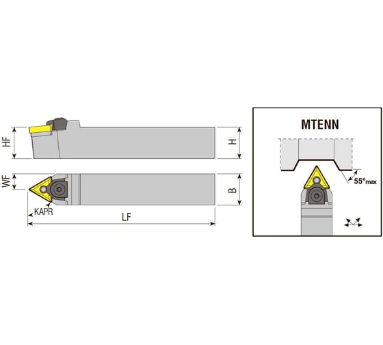 Державка токарная Debever Machining Solutions MTENN 2525 M16 нейтральная Premium DB-P-MTENN2525M16