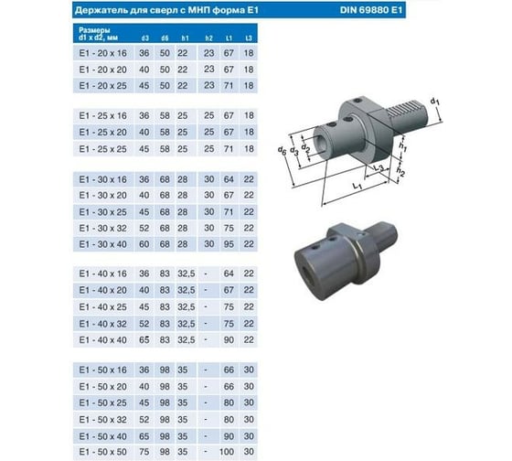 Держатель для корпусных сверл Е1-40х16 с хвостовиком VDI40-3425 DIN69880 CNIC 59492
