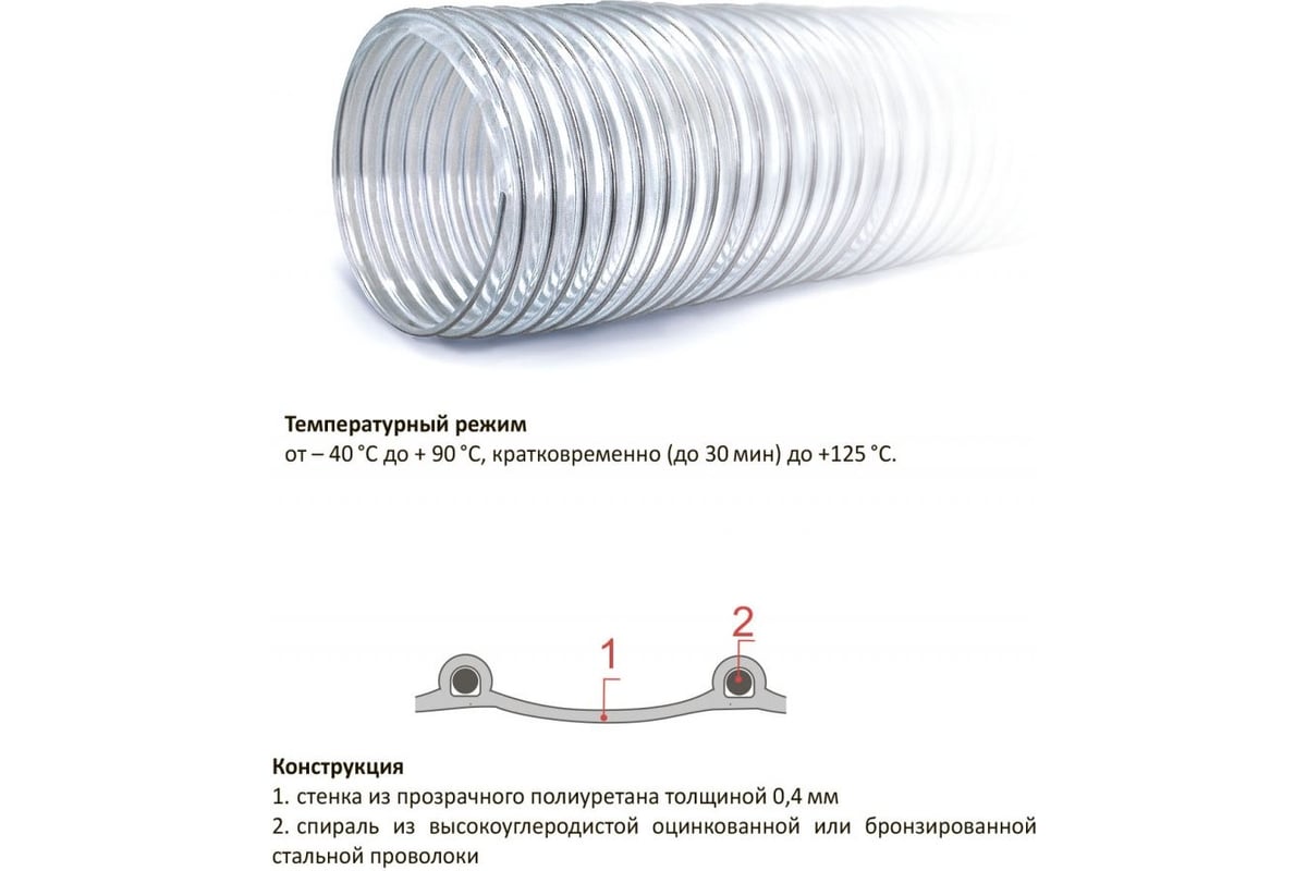 Полиуретановый воздуховод (5 м; 100 мм) TEX PU-400-100/5