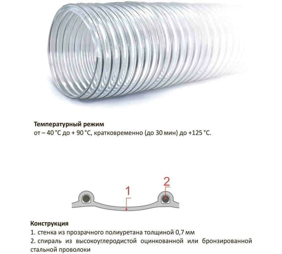 Полиуретановый воздуховод (5 м; 100 мм) TEX PU-700-100/5