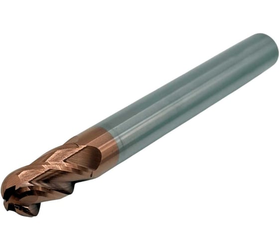 Фреза сферическая твердосплавная ц/х TORNERI 10x20x100 мм z=4 по стали, с покрытием TiXCo, HRC 55 Т026308 1