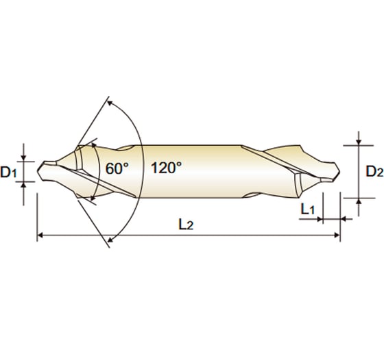 Сверло из быстрорежущей стали центровочное YG-1 Center Drill HSS DIN 333 форма B, 2x8х2.5x50 D1313020
