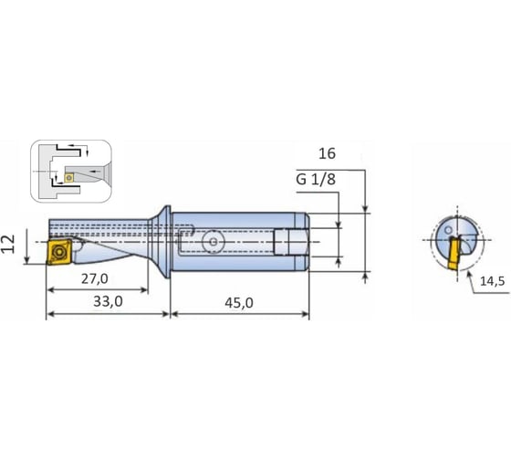 Сверло-резец ChaiTools с СМП 12 мм XCP 3120-16T1-06