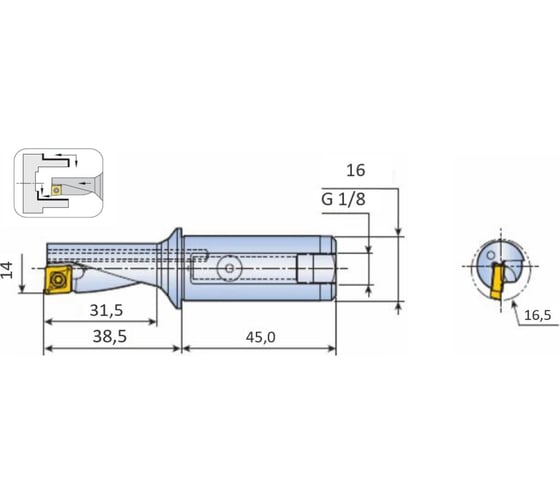 Сверло-резец ChaiTools с СМП 14 мм XCP 3140-16T1-07