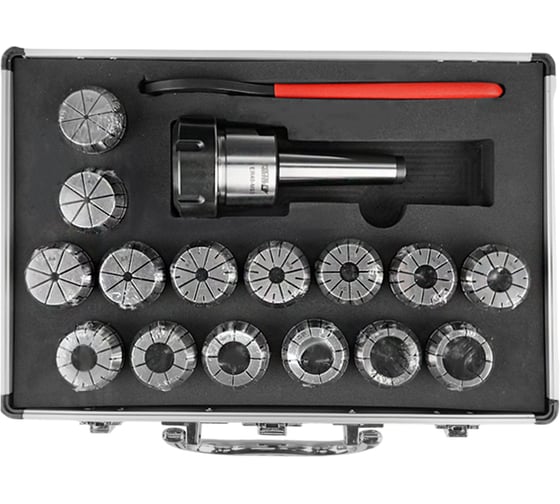 Цанговый патрон MetalMaster ER40 MT3 с набором цанг 3-26 мм (15 шт) 23438