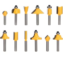 Набор фрез по дереву Deli 12шт DH-MXD006-EH1 хвостовик 6мм, деревянный кейс 183622