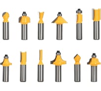Набор фрез по дереву Deli 12 шт DH-MXD012-EH1 хвостовик 12мм, деревянный кейс 183624