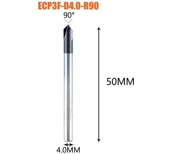 Фреза для снятия фаски по металлу Dreanique (4x50 мм, 90°, TiAlN) ECP3F-D4.0-R90 39861