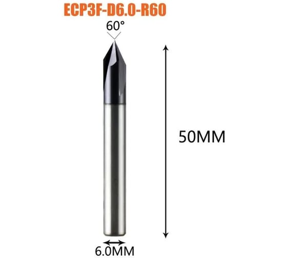Фреза для снятия фаски по металлу Dreanique (6x50 мм, 60°, TiAlN) ECP3F-D6.0-R60 39700