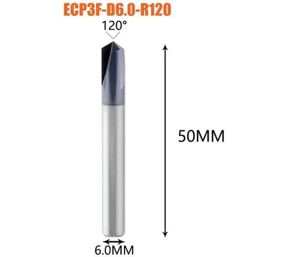 Фреза для снятия фаски по металлу Dreanique (6x50 мм, 120°, TiAlN) ECP3F-D6.0-R120 39746