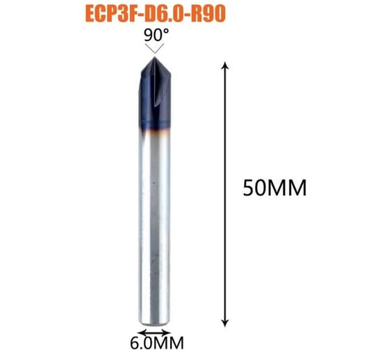 Фреза для снятия фаски по металлу Dreanique (6x50 мм, 90°, TiAlN) ECP3F-D6.0-R90 39885
