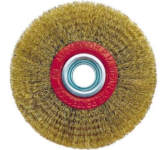 Корщетка Diamond Industrial для точила 180 x 32/25.4/22.2/19/15.88/12.7 мм М14 мягкая латунированная проволока 0.3 мм DI DIDSHS18032 1