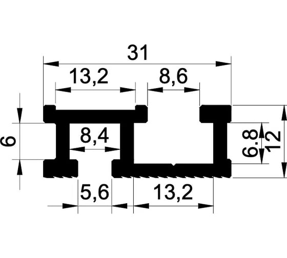 Профиль шина анодированная (1.2 м; 31х12 мм) WOODWORK TR31.120