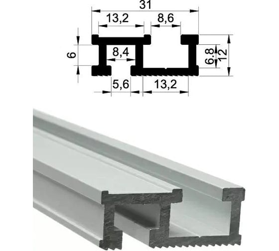 Профиль шина анодированная (2 м; 31х12 мм) WOODWORK TR31.200