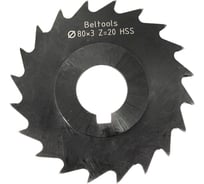 Фреза отрезная 80х3х22 Z=20 тип 3 со ступицей и ш/п HSS Nit ГОСТ 2679-93 Beltools ri.174.2434