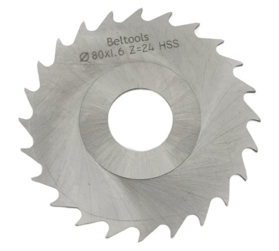 Фреза прорезная Beltools 80х1,6х22 Z=24 тип 3 со ступицей, без ш/п HSS ГОСТ 2679-93 ri.174.2206 1