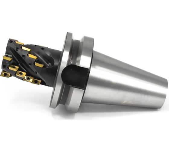 Фреза торцово-цилиндрическая с механическим креплением 4-гранной пластины APKT 11T3.. (50х50х210 мм; Z=4; к/хв; конус 7:24 50; тип J; СОЖ) Русский Инструмент ri.300.69 1