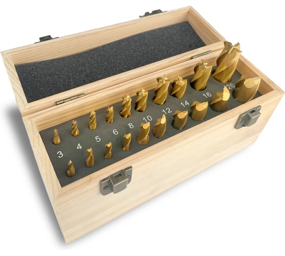Набор фрез концевых MetalMaster HSS TiN (20 шт) 23528 1