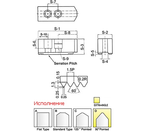 Комплект сырых кулачков для токарного патрона 15", высота 180 мм, T-паз=22 мм TAIKI SJ15180A-22
