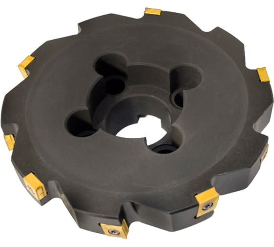 Фреза трехсторонняя Русский Инструмент 160х28х40 с механическим креплением тангенциально расположенных 4гранных пластин CNHQ 1606 Z=10 (2х5) с фланцем AS390-R160.28.05.C40 NOX r ri.181.226 1