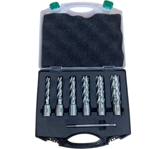 Набор сверл корончатых по металлу AT-S HSS L=55 d=12,14,16,18,20,22, Weldon19, 6.34x103 N-HSS12-22L55-1 1