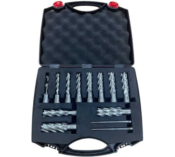 Набор сверл корончатых по металлу AT-S HSS L=55 d=10,12,14,16,18,19,20,22,23,27,28 Weldon19, 2x6.34x103 N-HSS10-28L55-2 1