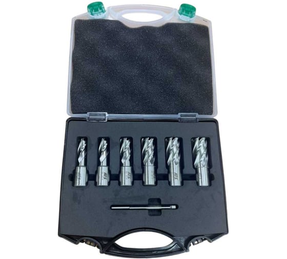 Набор сверл корончатых по металлу AT-S HSS L=30 d=13,14,16,18,19,20, Weldon19, 6.34x77 N-HSS13-20L30-1 1