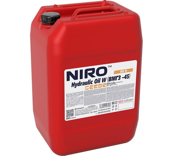 Масло гидравлическое минеральное зимнее NIRO Hydraulic Oil W (ВМГЗ -45) 20 л TOTACHI 4589904926280 1
